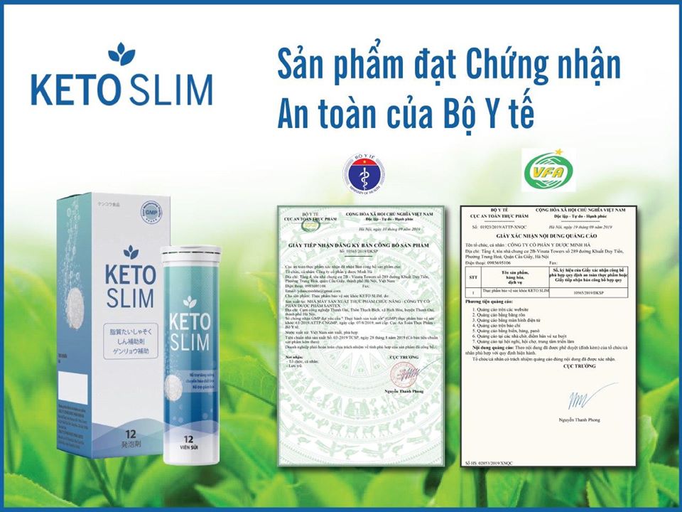 Bộ Keto Slim – Sản phẩm đạt chứng nhận an toàn của bộ y tế