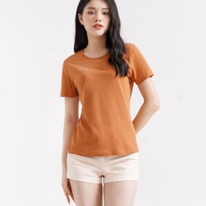 Áo T-shirt nữ trơn cổ tròn cotton - hinh02