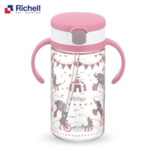 Bình ống hút AQ Richell (320ml - Hồng) - hinh 01