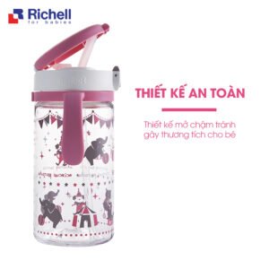 Bình ống hút AQ Richell (320ml - Hồng) - hinh 04