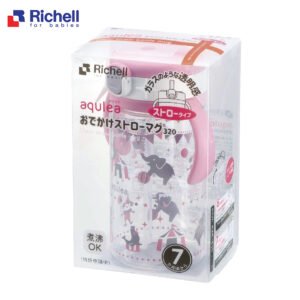Bình ống hút AQ Richell (320ml - Hồng) - hinh 05