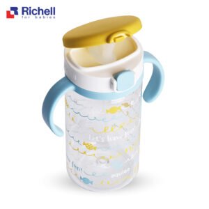 Bình ống hút AQ Richell (320ml - Xanh lơ) - hinh 02