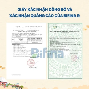 Men vi sinh Bifina R Nhật Bản – Hộp 60 gói – Giấy xác nhận