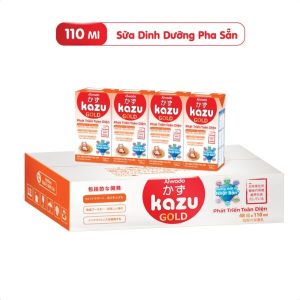 Thùng sữa bột pha sẵn Aiwado Kazu Gold Phát Triển Toàn Diện 110ml - hinh 01