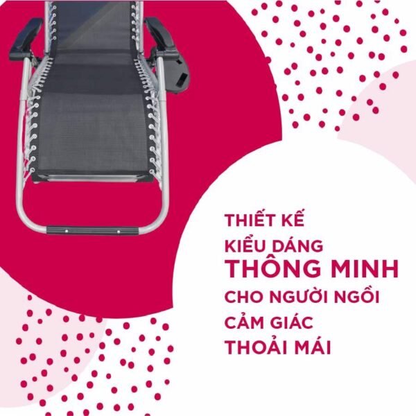 Ghế xếp thư giãn có nệm Kachi Mk232 (Màu Xám Đậm) - hinh 05