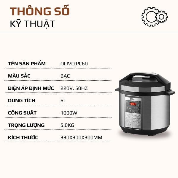 Nồi Áp Suất Điện Đa Năng OLIVO PC60 - hinh 08