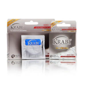 Bao Cao Su Cao Cấp Krabi 3in1 Gân/ Gai/ Gel Bôi Trơn (Hộp 12 Chiếc) - 3