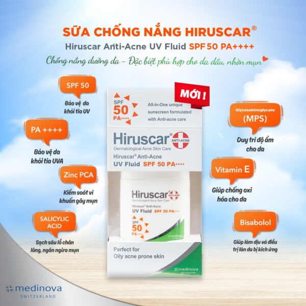Hiruscar Anti-Acne UV Fluid SPF50 PA+ - hinh 04
