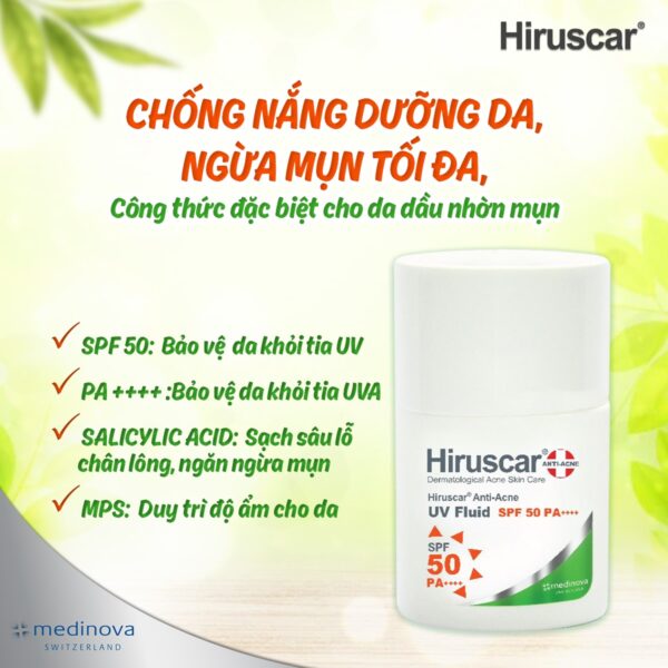 Hiruscar Anti-Acne UV Fluid SPF50 PA+ - hinh 02