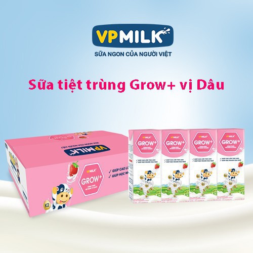 Sữa Tiệt Trùng VPMilk Grow+ Vị Dâu 180ml - hinh 01