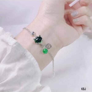 Lắc Tay Hồ Ly Đá Phong Thuỷ Bọc Bạc Ta Cao Cấp - hinh 04