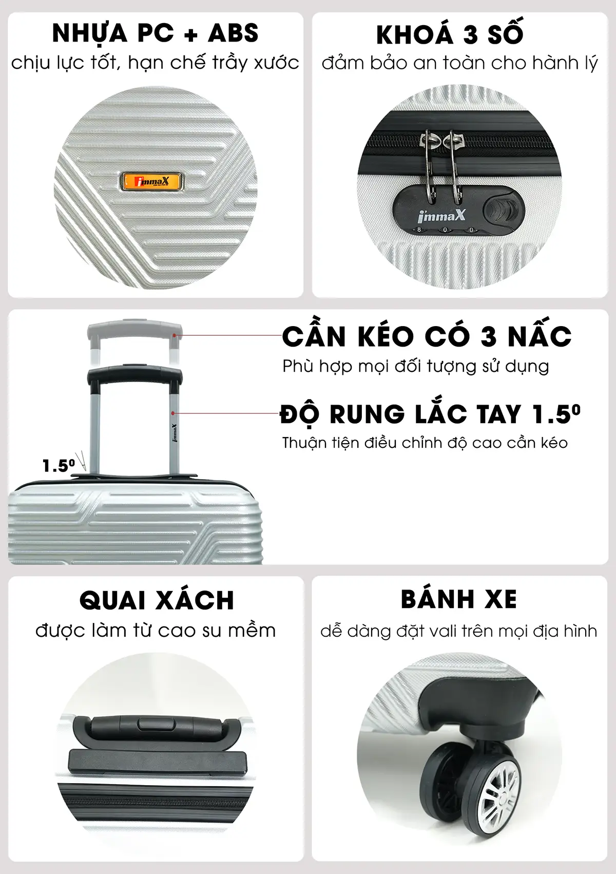 Vali nhựa cao cấp I'mmax x11 size 20 inch - hình chi tiết 02