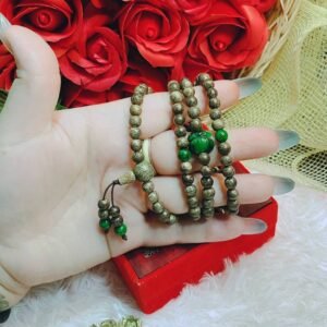 Vòng Tay Trầm Hương Kết Túi Tiền Đá Cẩm Thạch Thiên Nhiên 108 Hạt - hinh 05