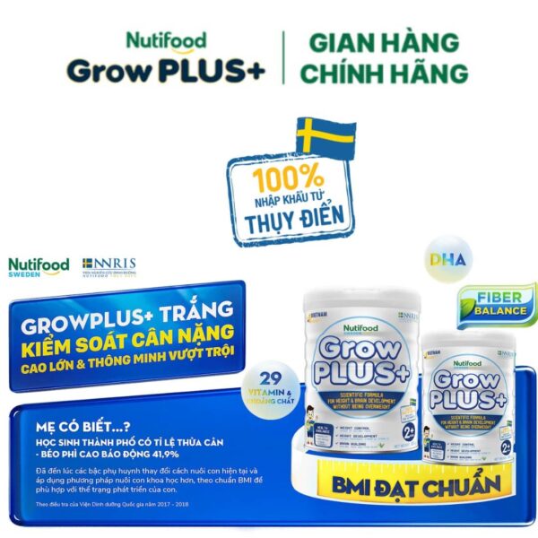 Sữa bột GrowPLUS+ Trắng Kiểm soát cân nặng cho trẻ - hinh 04