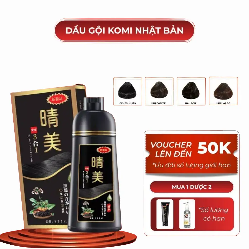 Dầu gội phủ bạc Komi Nhật Bản chai 500ml