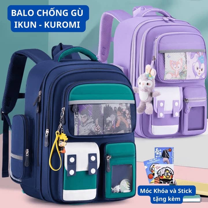 Balo chống gù IKUN - KUROMI cho bé trai, bé gái - hinh 01