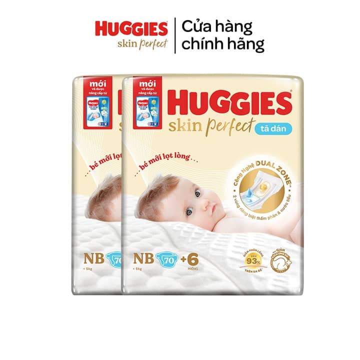 COMBO 2 Tã/bỉm Dán Sơ Sinh Huggies Skin Perfect Miếng - hinh 01