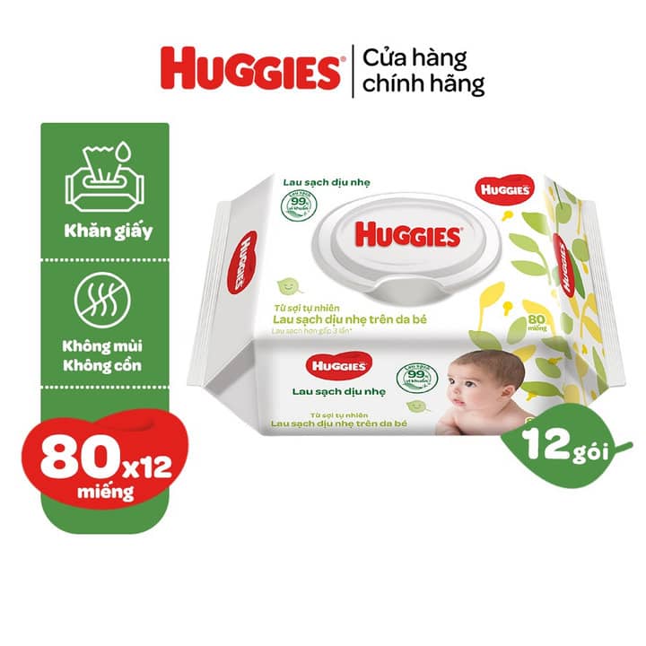 Khăn Giấy Ướt Không Mùi Cho Trẻ Sơ Sinh Huggies - hinh 02