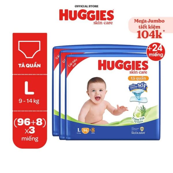 Combo 3 Gói Tã/ Bỉm Quần Huggies Skincare Mega Jumbo - hinh 05