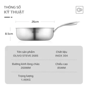 Chảo Inox OLIVO 2685 - Hình 06