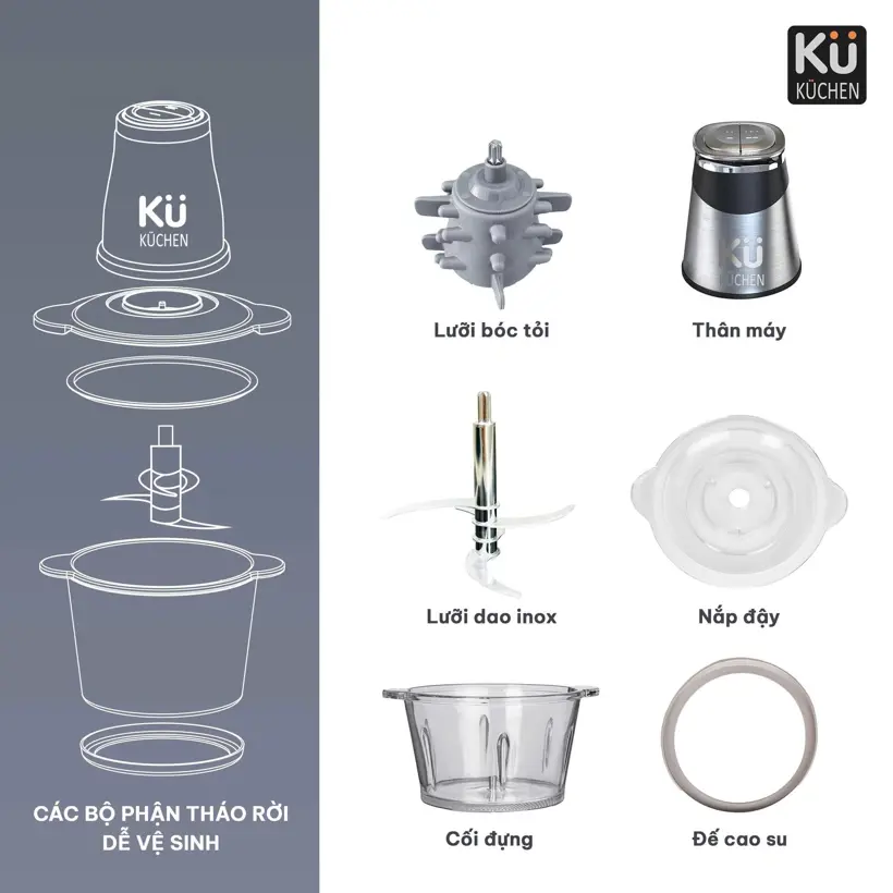 Máy Xay Thực Phẩm Đa Năng KU DKFC1212 - Trợ Thủ Nhà Bếp Hiện Đại, Tiện Lợi, Bền Bỉ - Ảnh 3