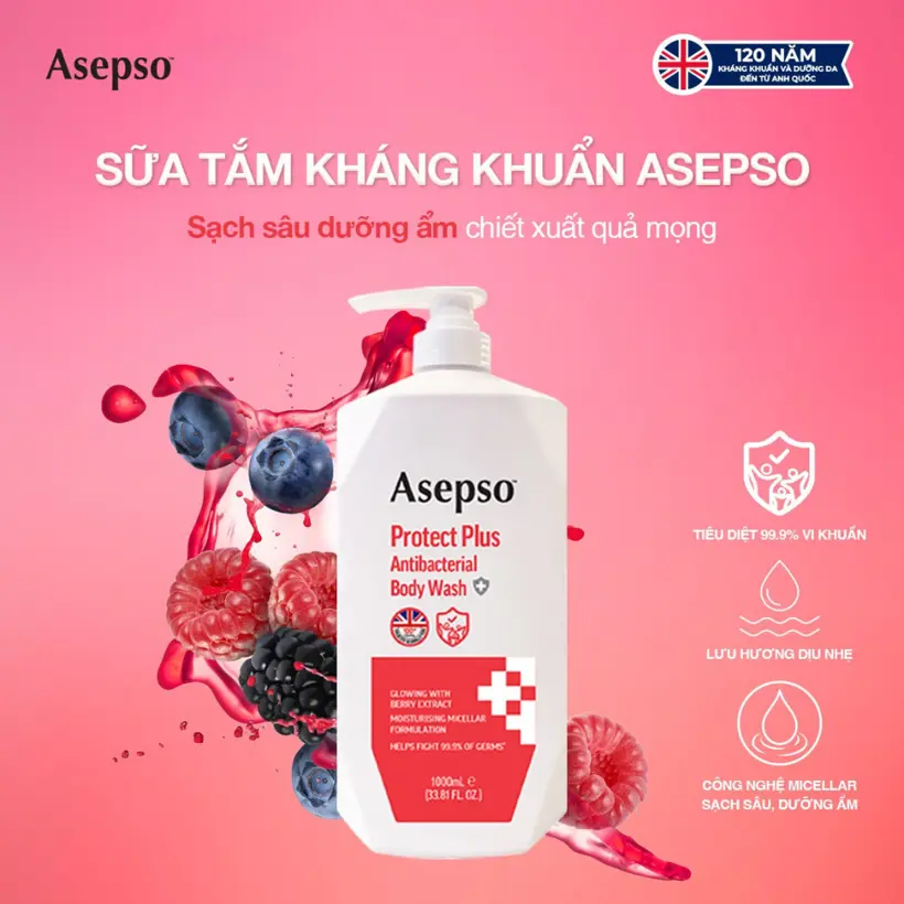 Sữa Tắm Kháng Khuẩn Asepsol Quả Mọng 1000ml - Hinh 02