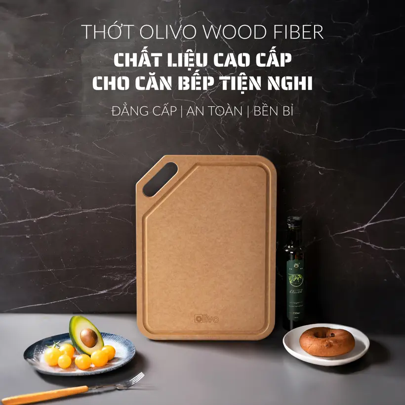 Thớt Gỗ OLIVO Wood Fiber K37S - Chất Liệu Gỗ Sợi Cao Cấp, Kháng Khuẩn, Bền Gấp 5 Lần Thớt Thường - Ảnh 2