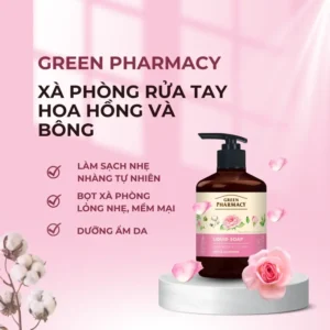 Xà Phòng Rửa Tay Green Pharmacy Hoa Hồng & Bông 460ml - HInh 03